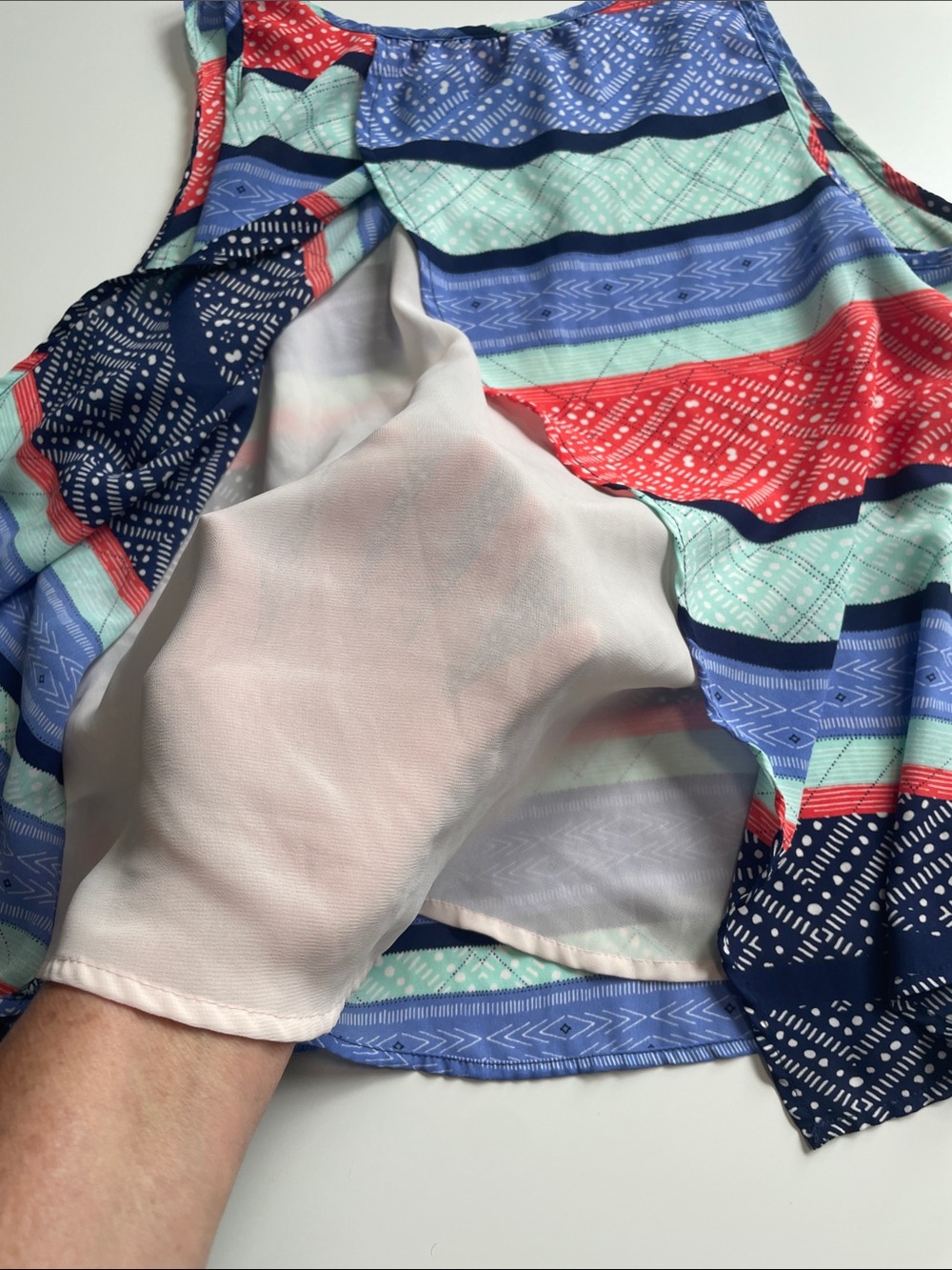 LUSH Floral Print Top — Navy, Blue, Mint, Coral, White - Picture 5 of 7
